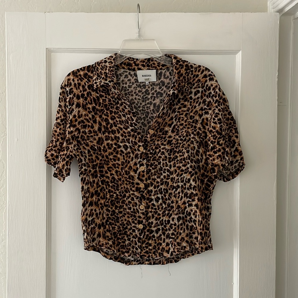 NANUSHKA Leopard Button Down Top